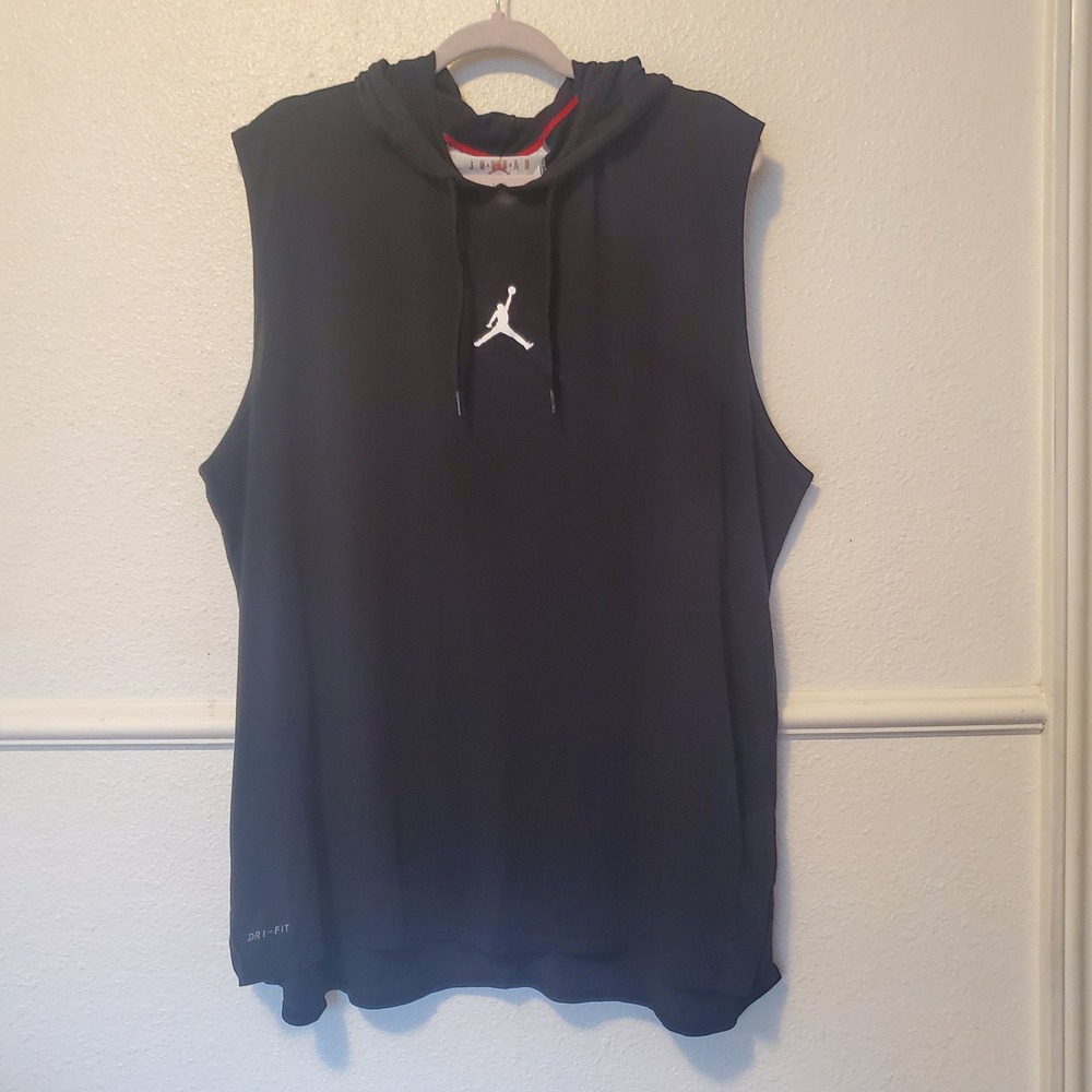 Jordan Mens Dri-FIT Sleeveless Hoodie Black Jumpman Training Vest AJ1061-010 2XL